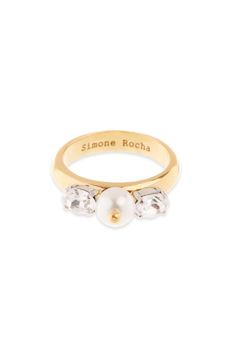 Simone Rocha Crystal & Imitation Pearl Ring, Main, color, 
