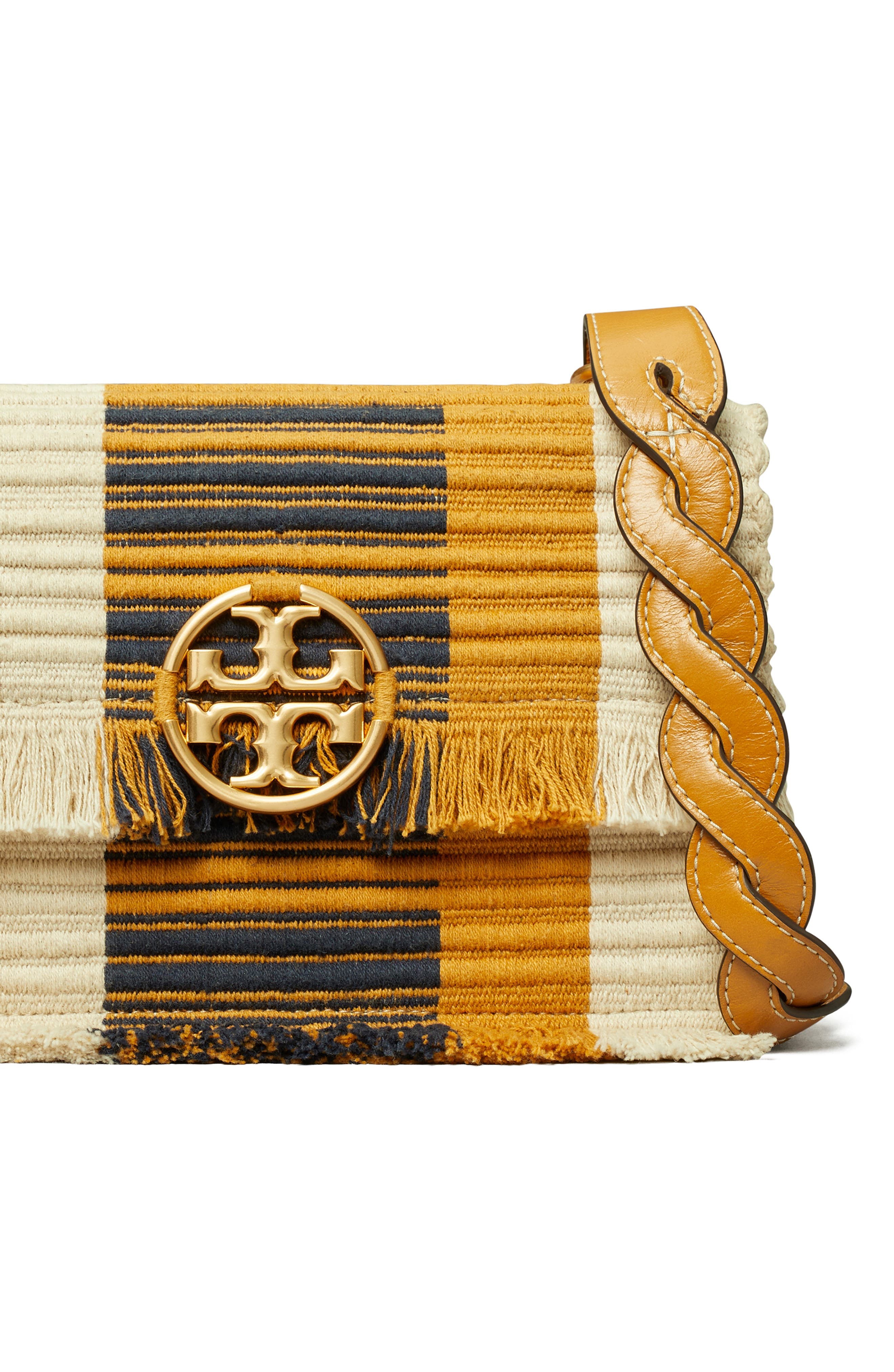 Tory Burch Miller Woven Stripe Small Shoulder Bag, Alternate, color, 