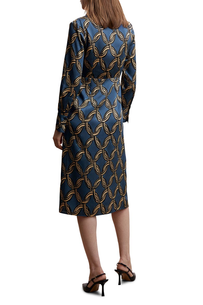 Chain Print Long Sleeve Shirtdress, Alternate, color, MEDIUM BLUE