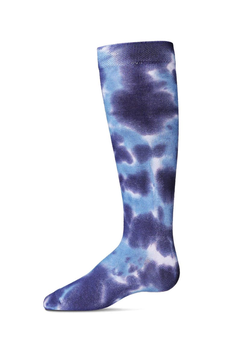 Bleached Tie Dye Knee High Socks, Main, color, Denim