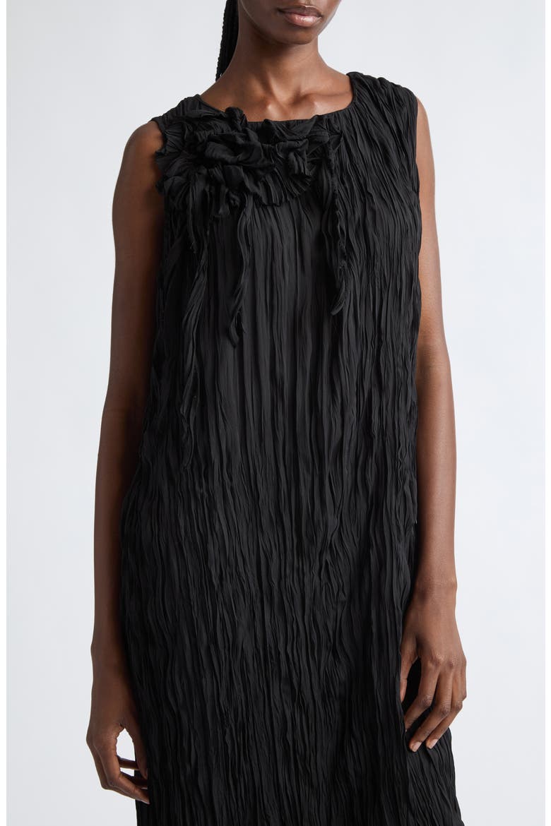 Broomstick Pleat Georgette Column Dress, Alternate, color, BLACK GEORGETTE