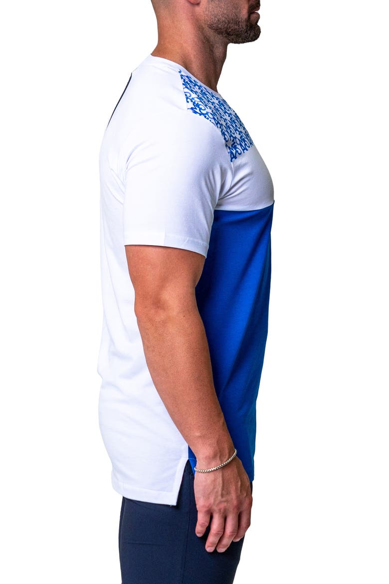 Combo Print Colorblock Stretch Cotton Graphic Tee, Alternate, color, BLUE