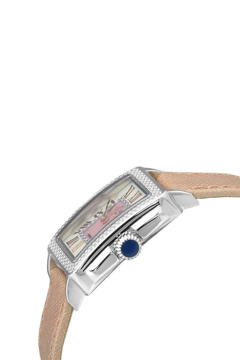 Womens Padova Swiss Diamond Rectangle Leather Watch, 28.5mm - 0.014 ctw, Alternate, color, PINK