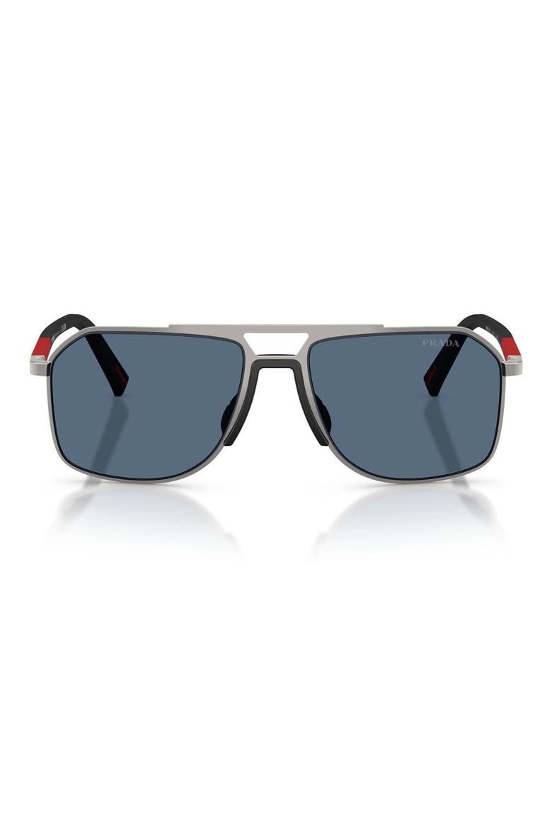 56mm Pilot Sunglasses, Main, color, GUNMETAL / DARK BLUE