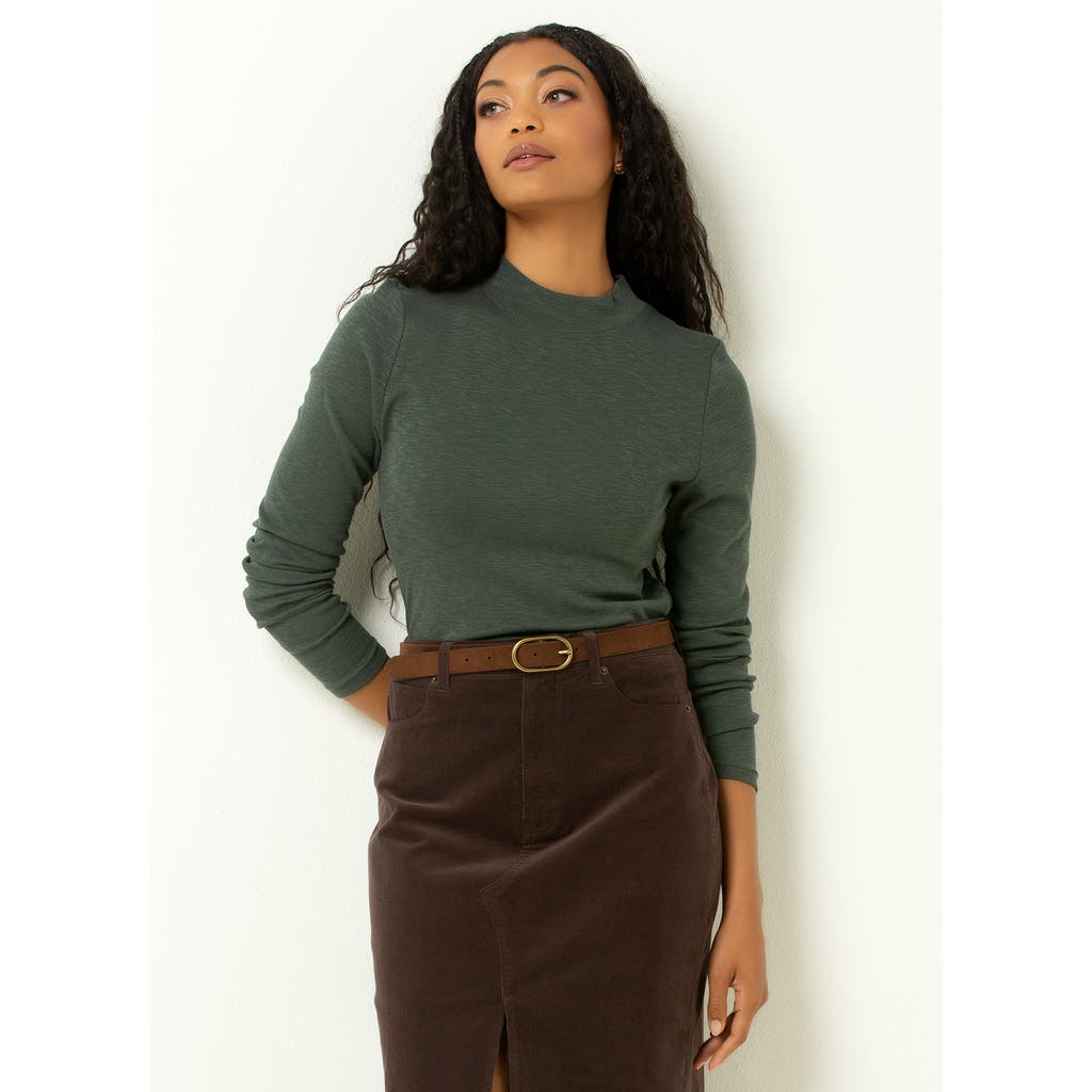 Single Stitch Long Sleeve Knit Top In Green