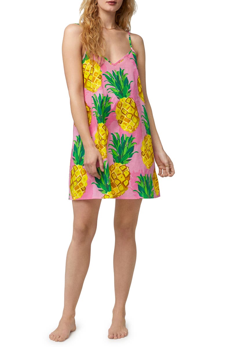 BedHead Pajamas Pineapple Print Organic Cotton Chemise, Main, color, 