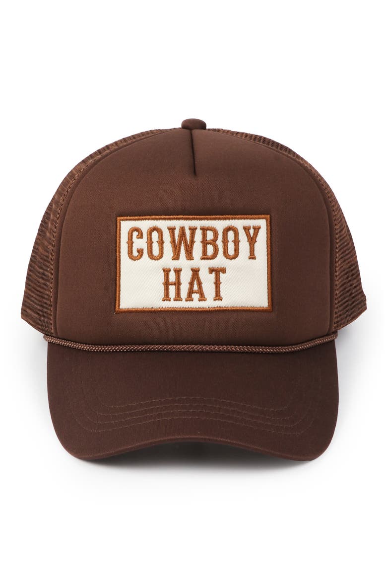 Cowboy Trucker Hat, Main, color, BROWN