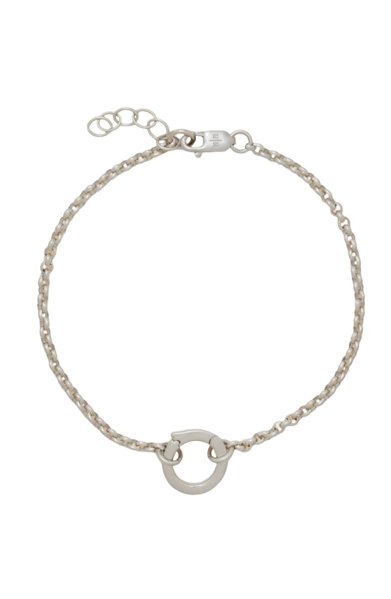 MADE BY MARY Rolo Charm Bracelet with Link Lock, Main, color, Silver