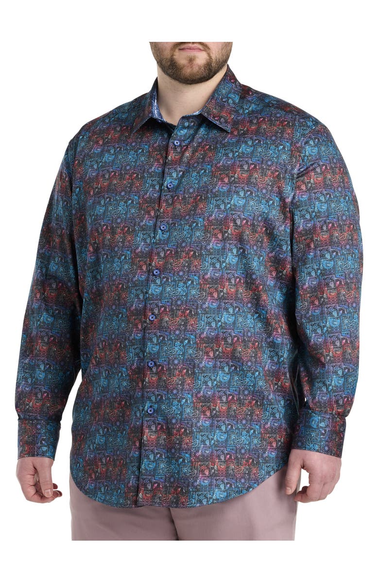 Robert Graham DXL Big & Tall Bandana Sport Shirt, Alternate, color, Multi