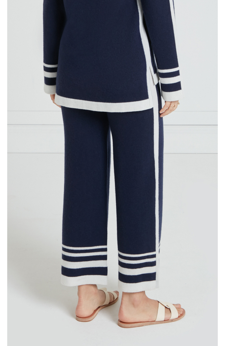 Temperley London Bretton Knit Trousers, Main, color, Navy/Ivory