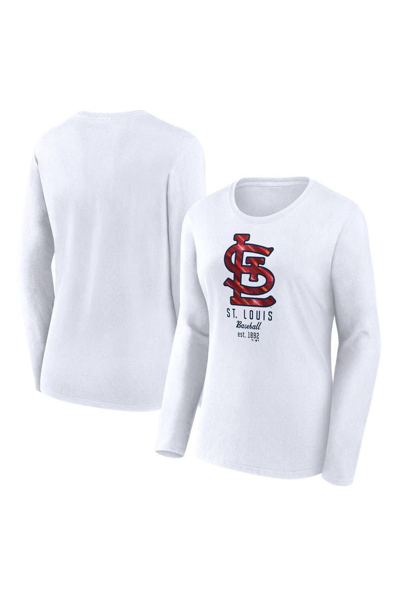 Women's Fanatics Branded  White St. Louis Cardinals Lightweight Fitted Long Sleeve T-Shirt, Main, color, White