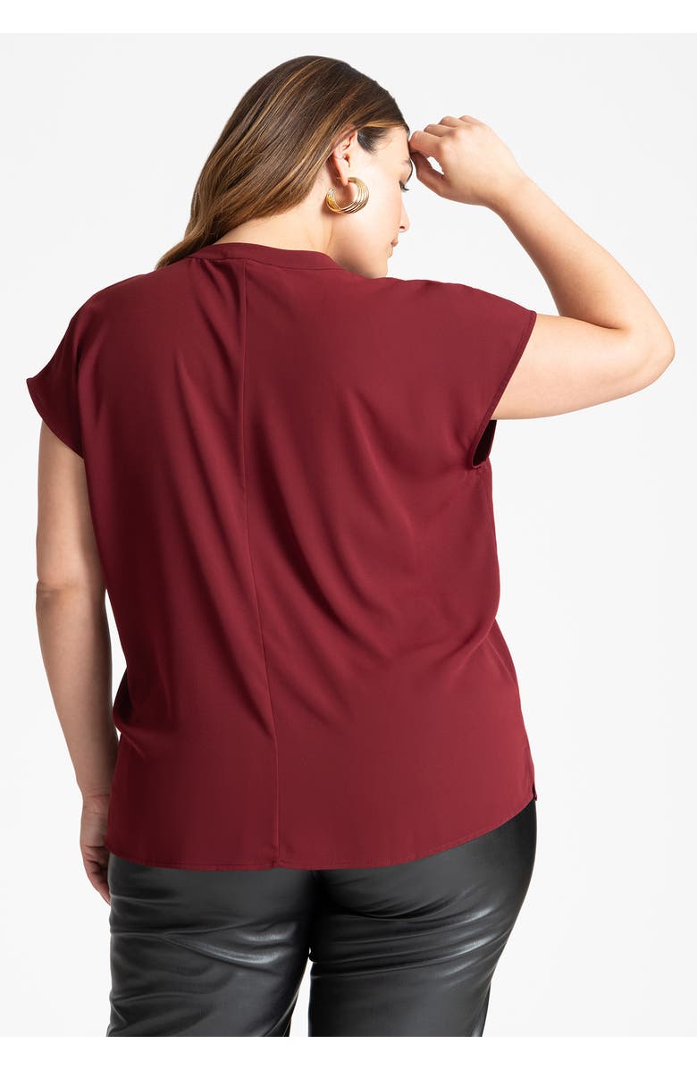 ELOQUII Notch Collar Blouse, Alternate, color, Zinfandel