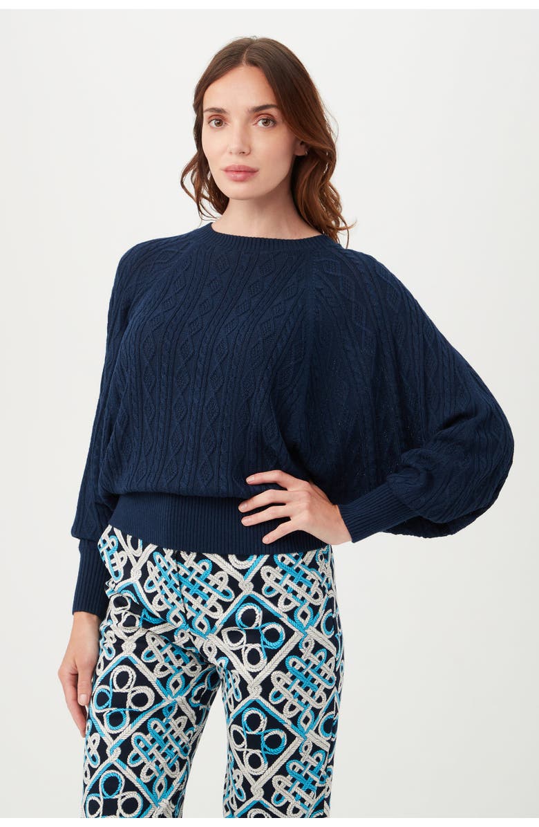 Trina Turk Blue Cove Cable Knit Pullover, Alternate, color, Papillon Pink