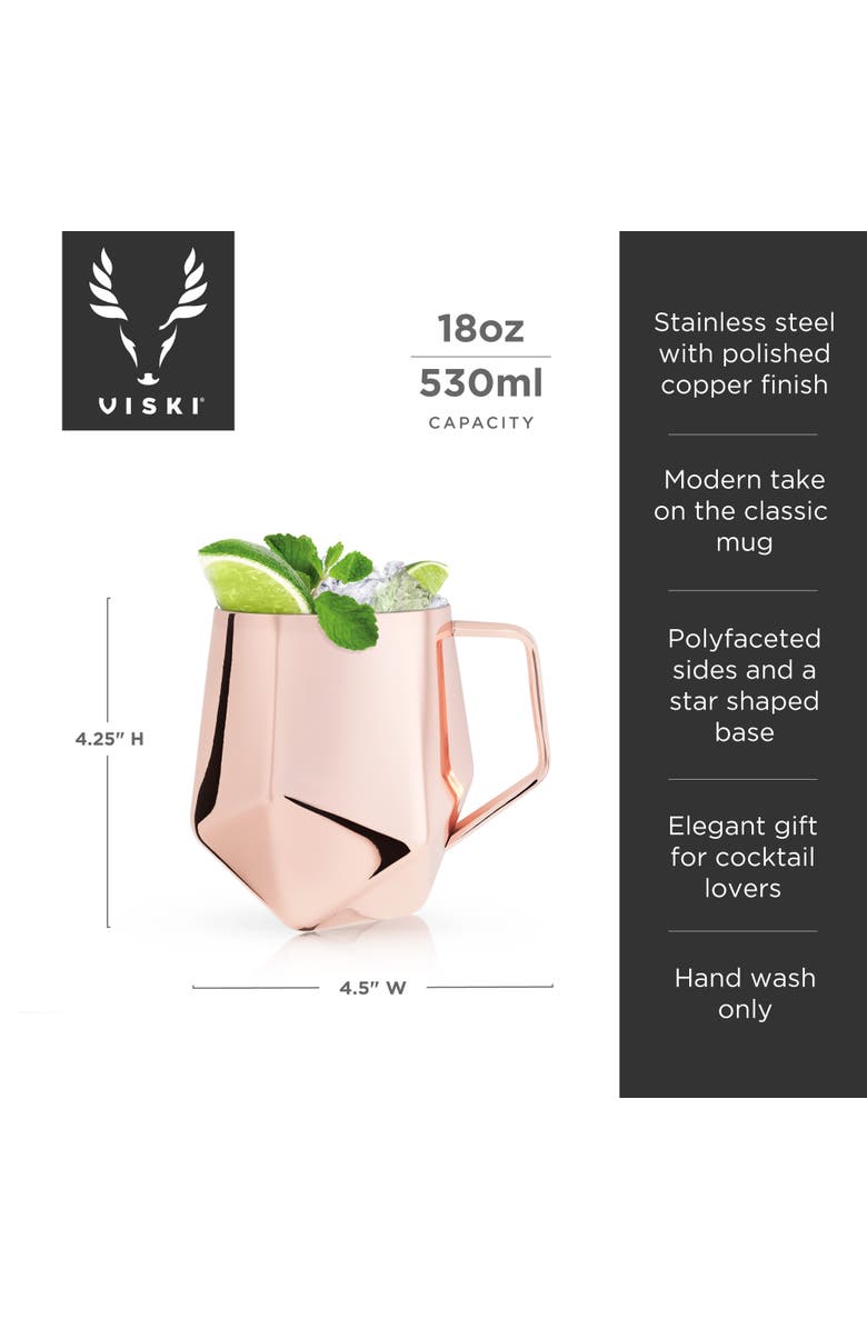 Viski Seneca Faceted Moscow Mule Mug in Copper, Alternate, color, Copper