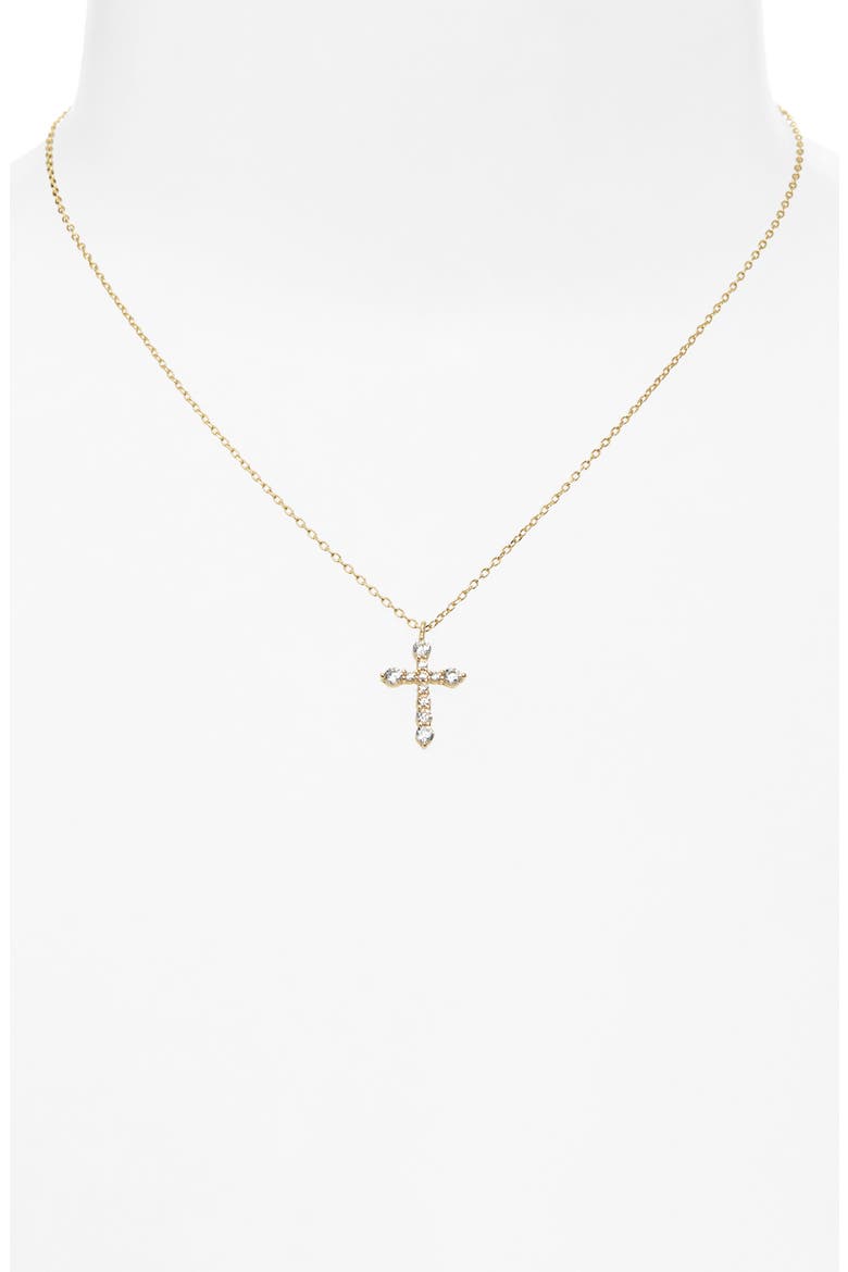 Cubic Zirconia Cross Pendant Necklace, Alternate, color, GOLD