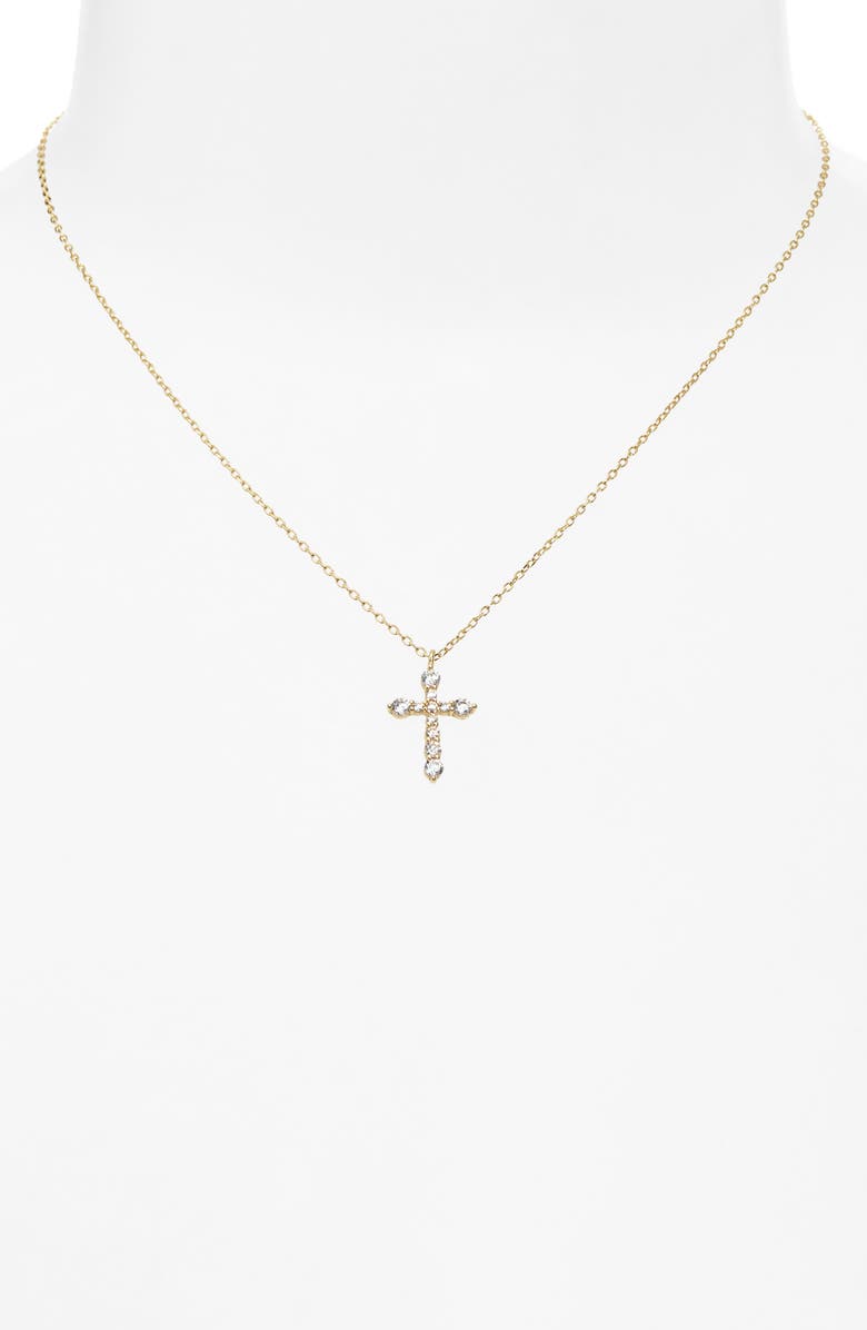 ARGENTO VIVO Cubic Zirconia Cross Pendant Necklace, Alternate, color, Gold