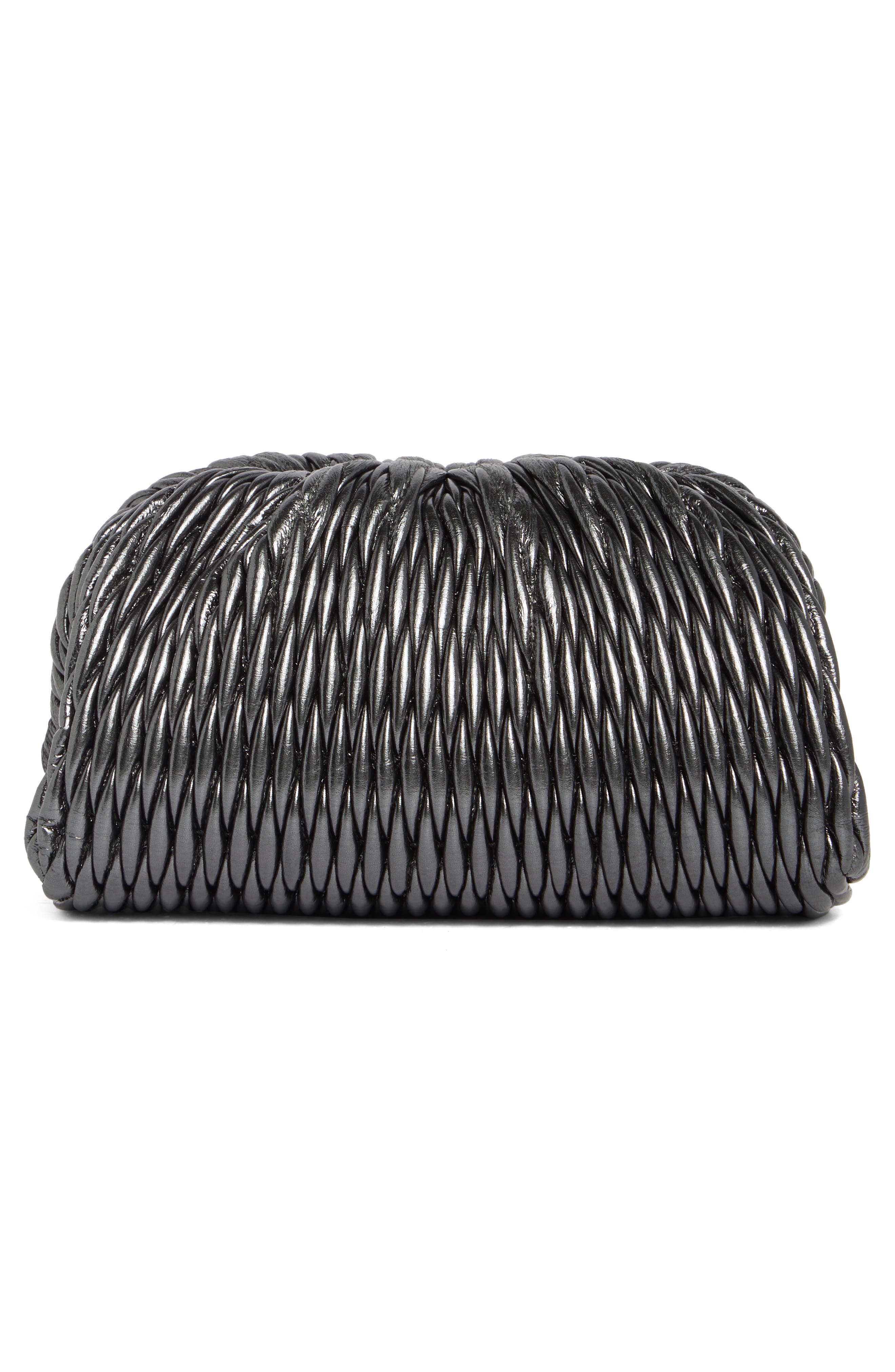 Enzo Metallic Faux Leather Clutch, Alternate, color, SLATE METALLIC