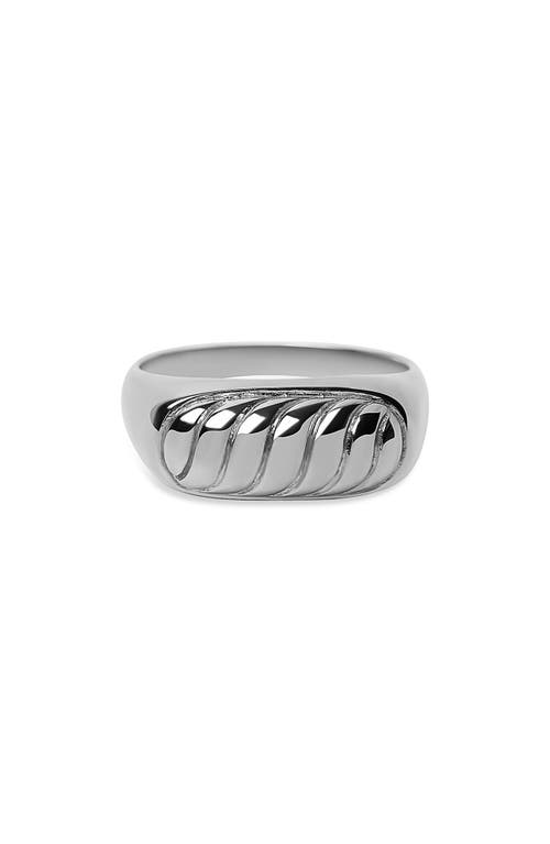 Argento Vivo Sterling Silver Textured Signet Ring 