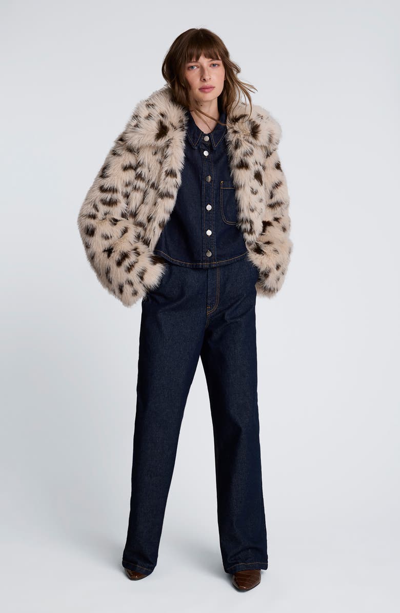 Kenneth Cole Crop Stretch Denim Shacket, Alternate, color,