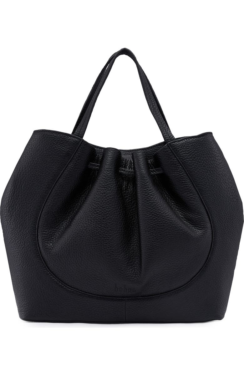 behno Katrina Pebble Leather Satchel, Main, color, Black Leather