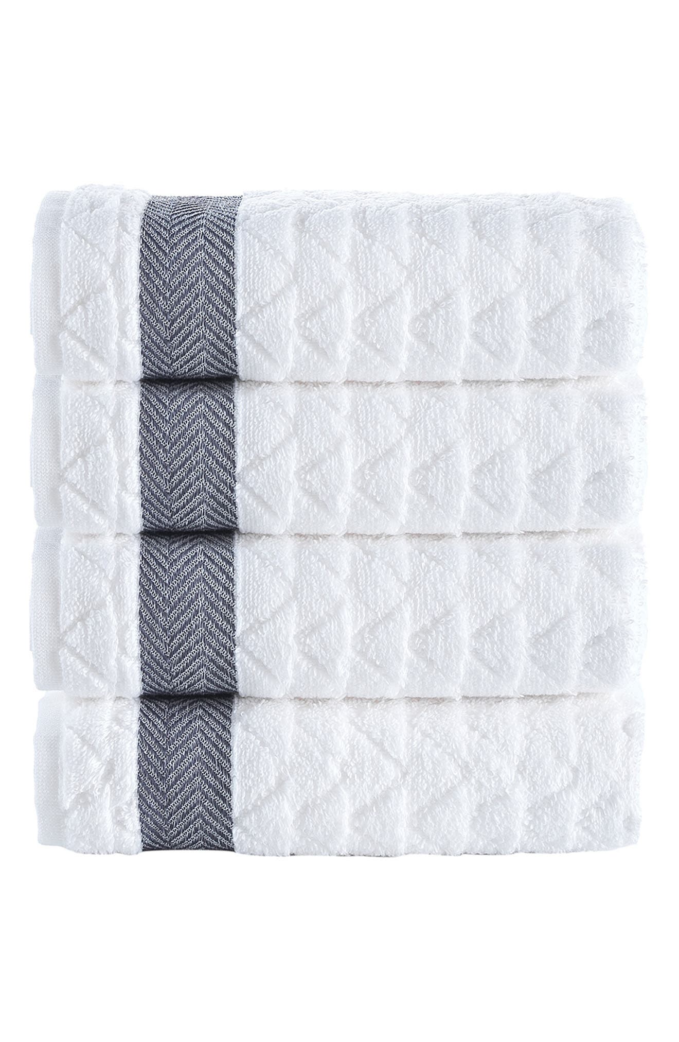 Brooks Brothers Herringbone Cotton 4-Pack Hand Towels