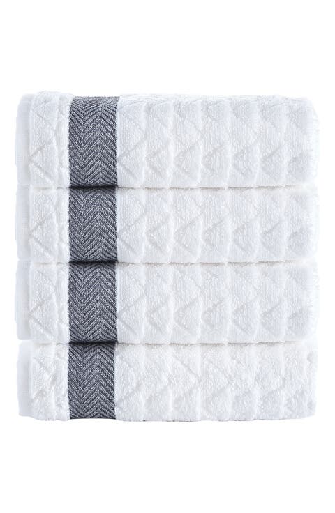 Herringbone Cotton 4-Pack Hand Towels