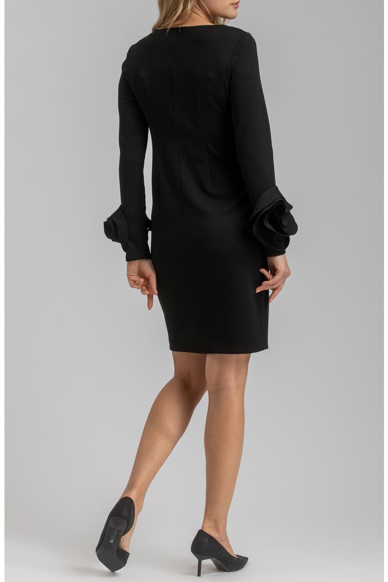 Rosette Cuff Long Sleeve Maternity Sheath Dress, Alternate, color, BLACK