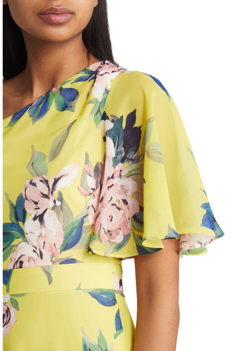 One-Shoulder Flutter Sleeve Maxi Dress, Alternate, color, YELLOW