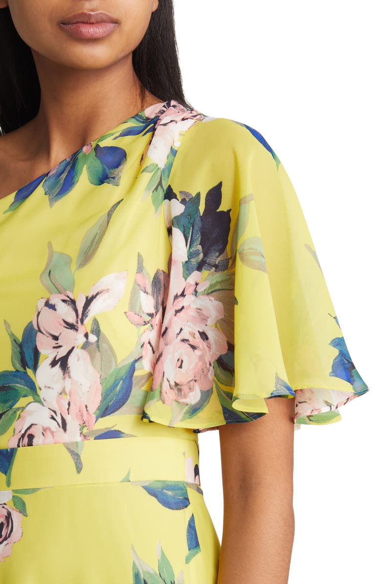 Eliza J One-Shoulder Flutter Sleeve Maxi Dress, Alternate, color, 