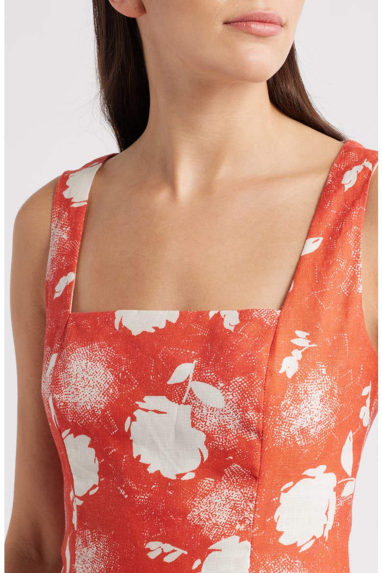 Mina Abstract Floral Peplum Top, Alternate, color, SUNROSE ROSSO