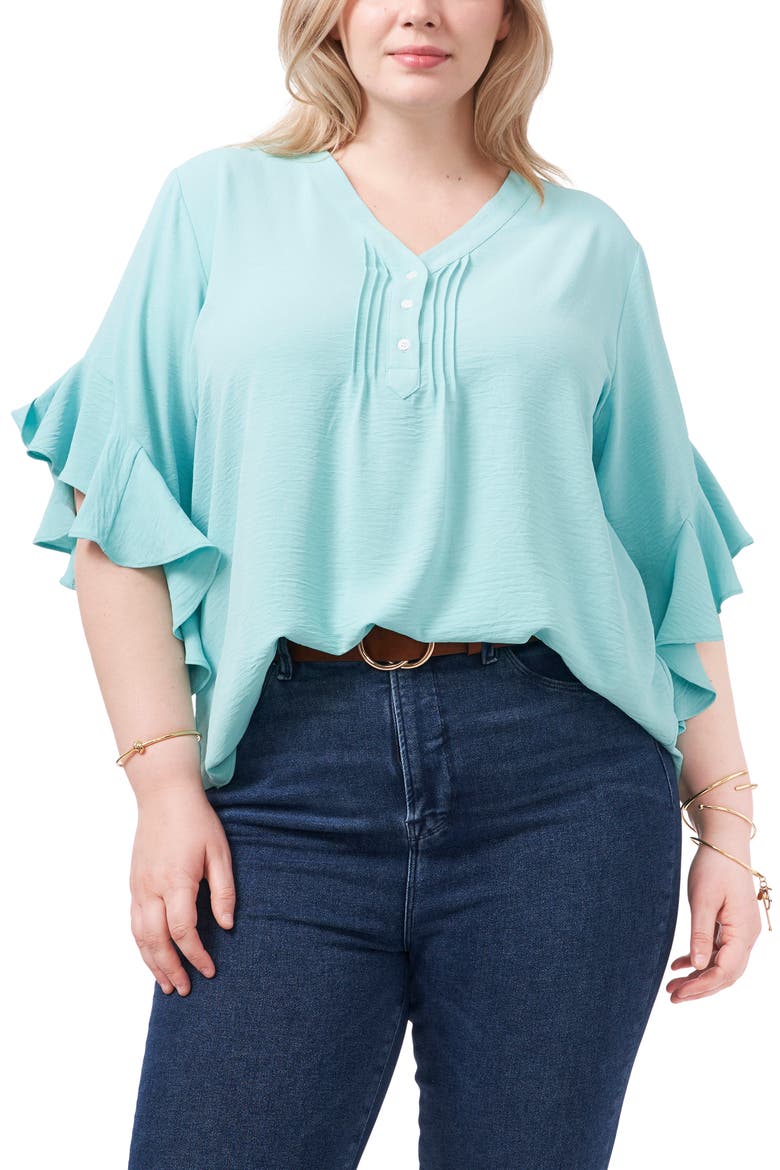 Flutter Sleeve Blouse, Main, color, CRYSTAL LAKE