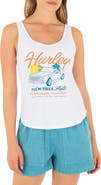 Hurley Palm Tree Auto Scoop Hem Cotton Graphic Tank Top