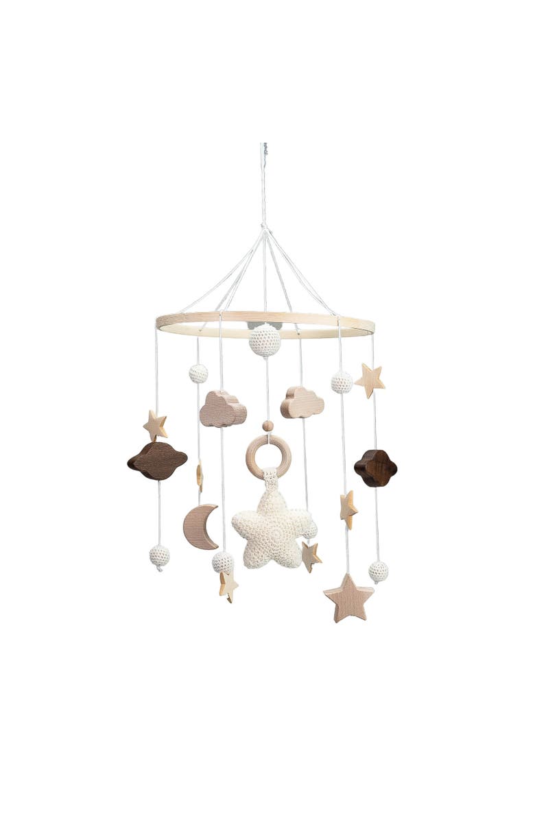 embé Baby Nursery Wooden Hanging Toy Crib Mobile, Animal Safari, Alternate, color, Wooden Galaxy