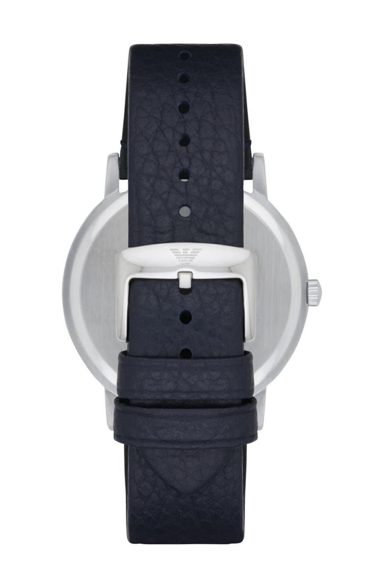 Emporio Armani Men's Kappa 3-Hand Quartz Leather Strap Watch, 41mm, Alternate, color, Blue/ Blue