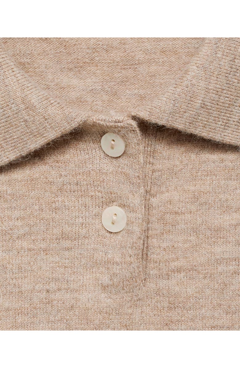 MANGO Diamond Pattern Polo Sweater, Alternate, color, Medium Brown