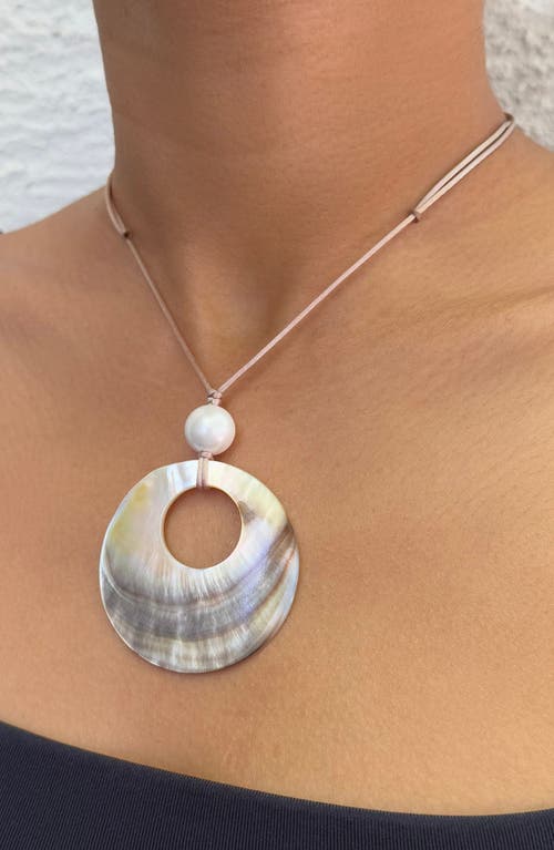 Adornia Adjustable Leather And Shell Necklace In White