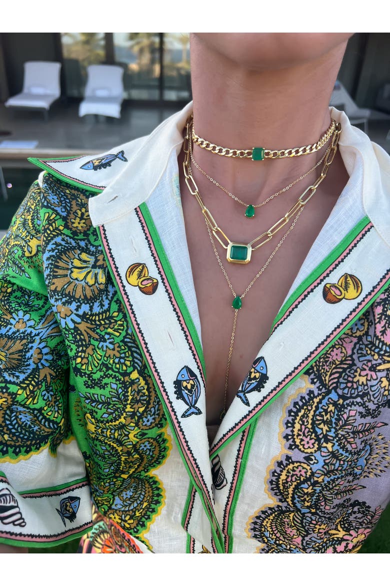 Emerald lariat necklace set, Alternate, color, green