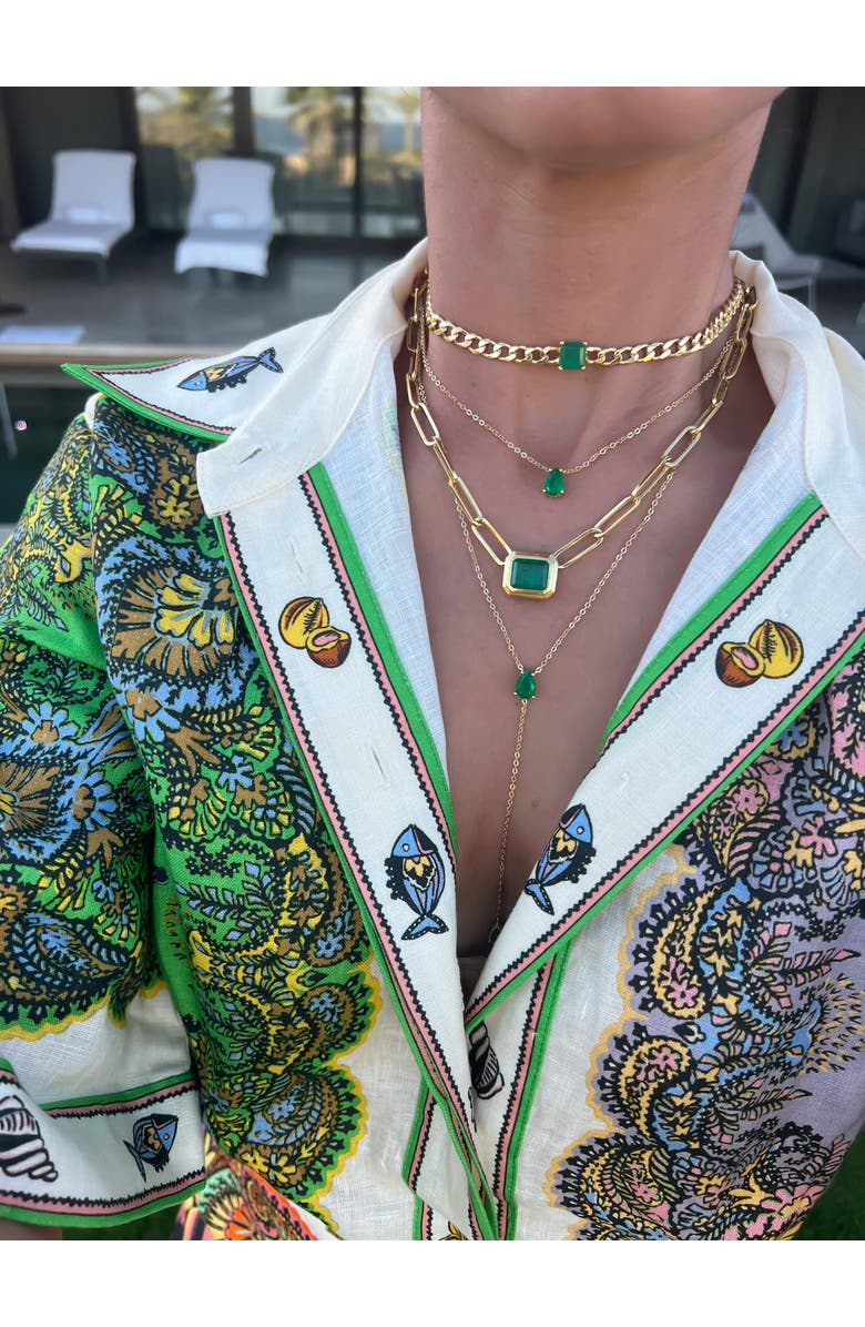 Gemma Azzurro Emerald lariat necklace set, Alternate, color, Green
