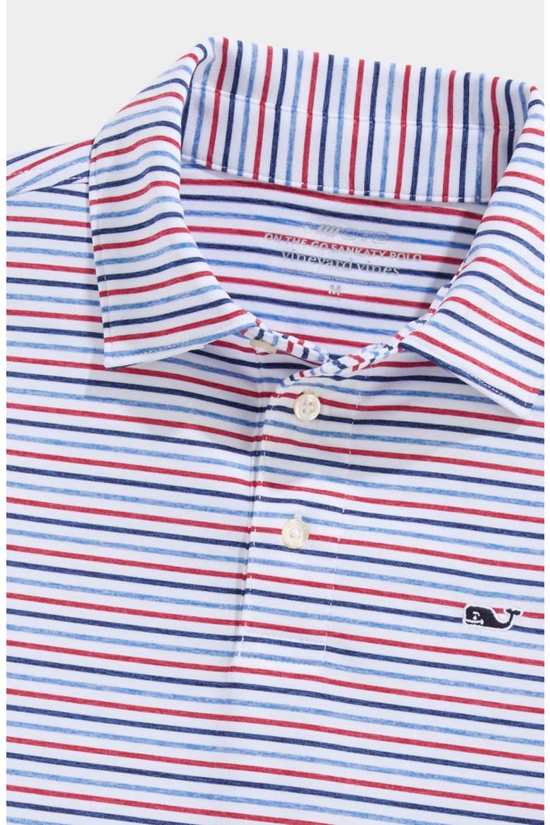 Kids' Stripe Sankaty Performance Polo, Alternate, color, WHITE/ HULL BLU/ RED