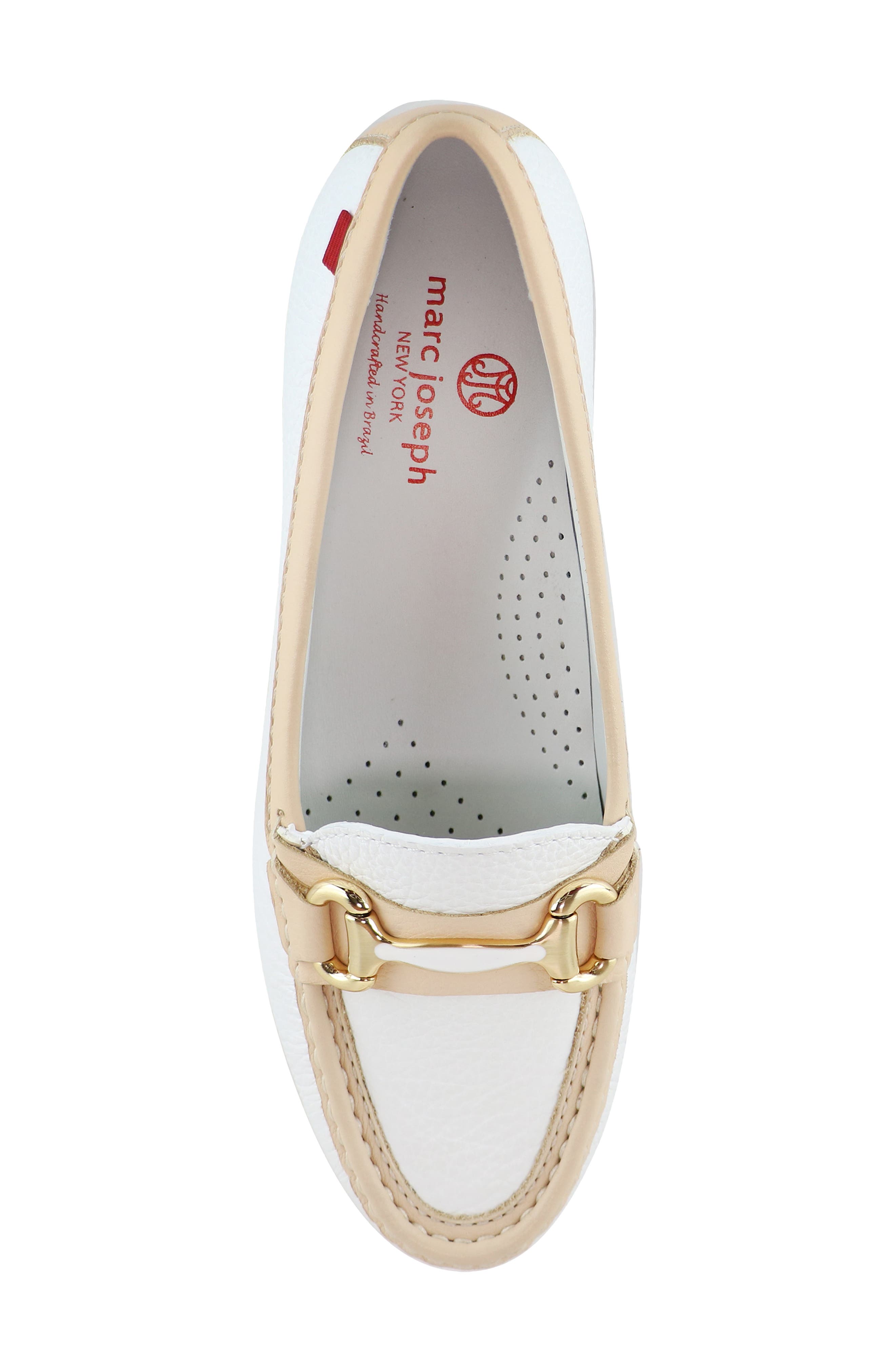 Grand Street Leather Buckle Loafer, Alternate, color, WHITE CHAMPAGNE GRAINY