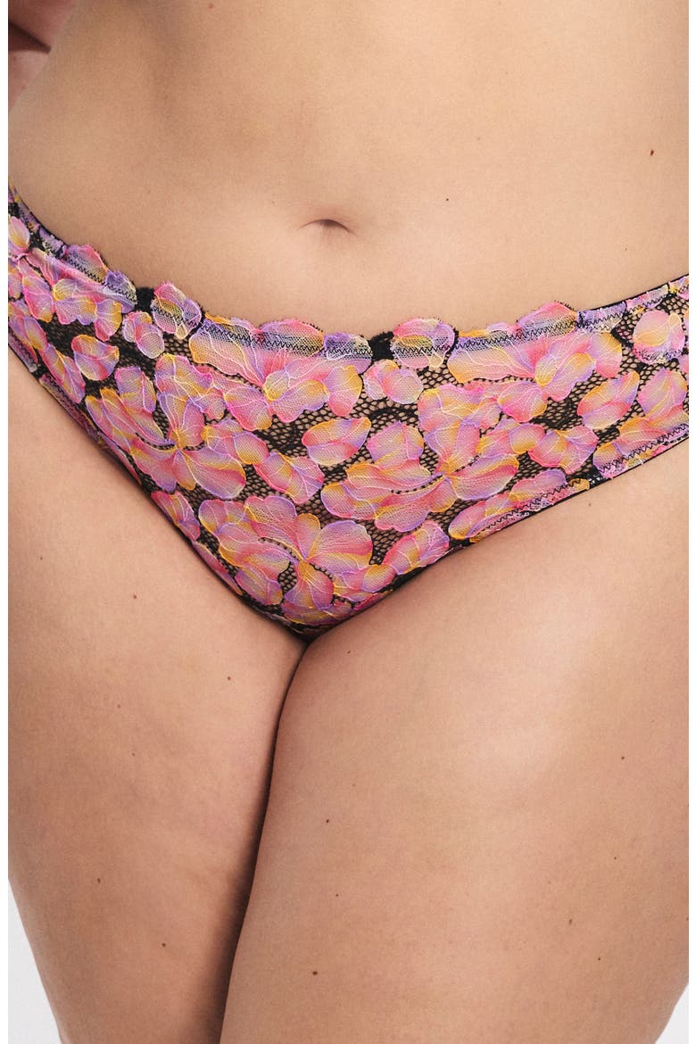 Sun Tide Floral Lace Cheeky Briefs, Alternate, color, BLACK CAVIAR