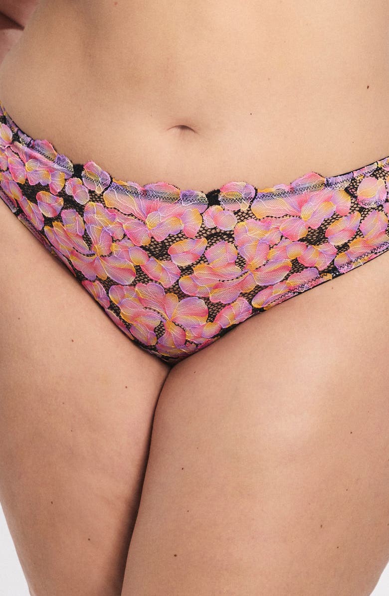 SAVAGE X FENTY Sun Tide Floral Lace Cheeky Briefs, Alternate, color, Black Caviar