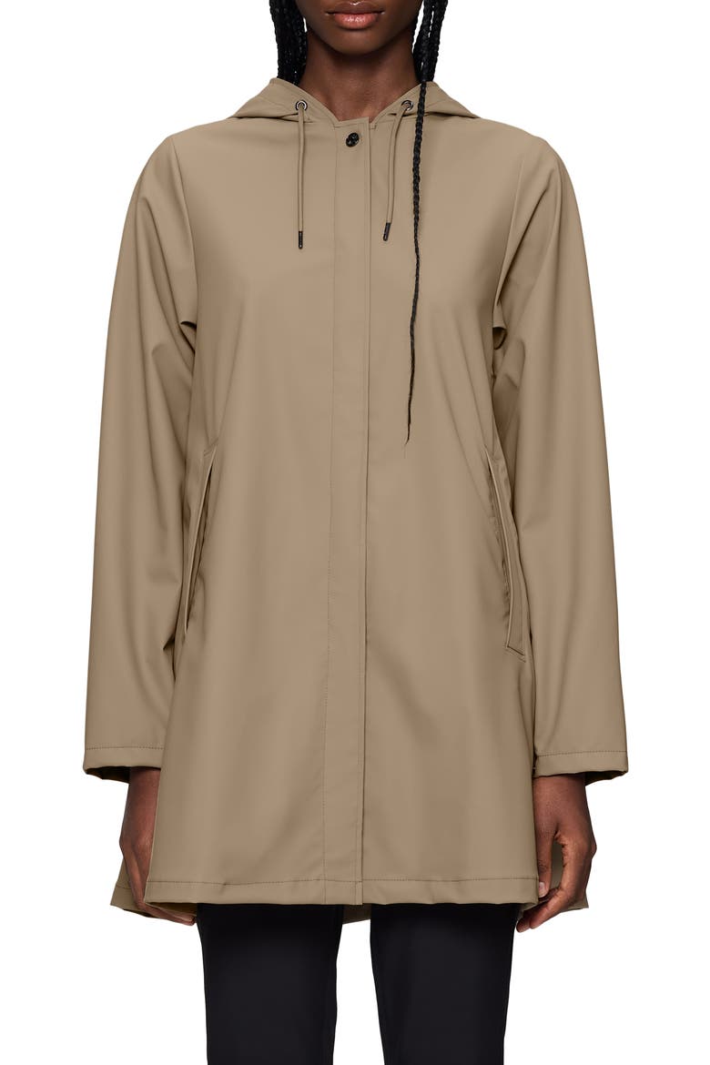 Waterproof A-Line Rain Jacket, Main, color, BEIGE