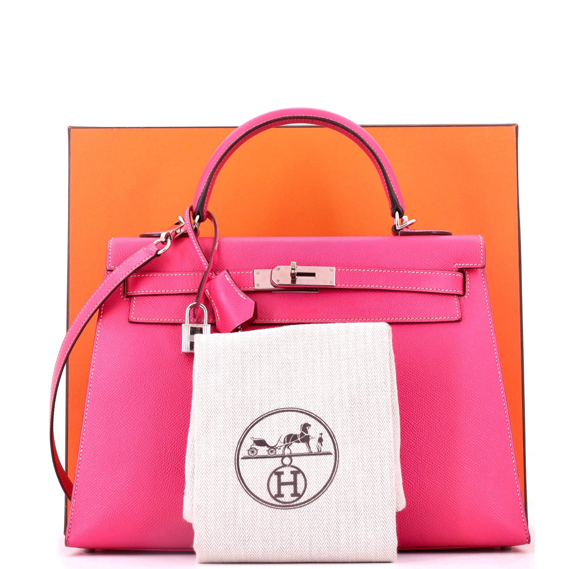 Kelly Handbag Pink Epsom with Palladium Hardware 32, Alternate, color, Pink