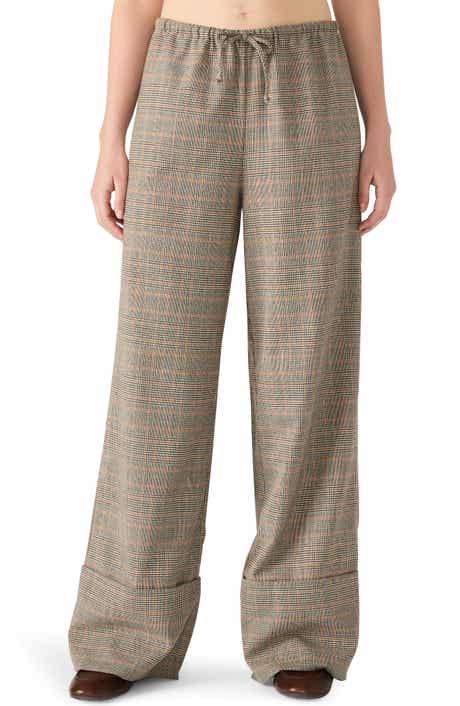 Steve Madden Idra Plaid Wide Leg Drawstring Pants