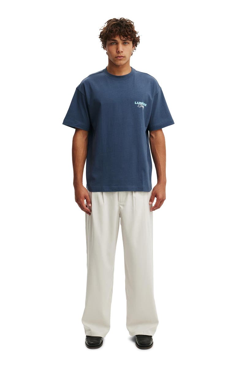 Cotton On Men
s Box Fit Text T-Shirt, Alternate, color, Moonlight Blue Lumiere