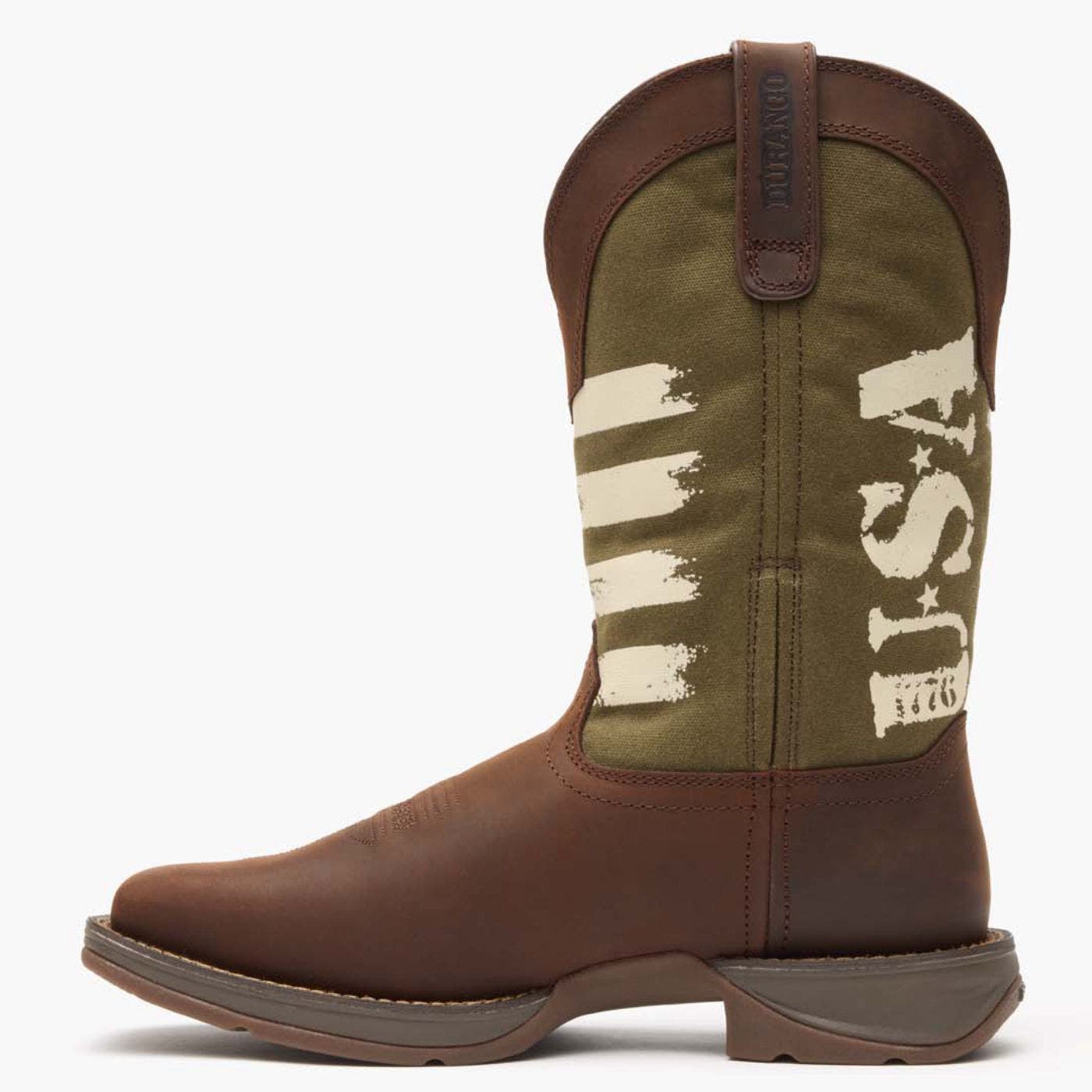DURANGO Army Green Usa Print Western Boot, Alternate, color, Brown And Army Green