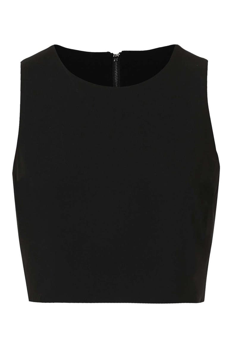 Laser Cut Crop Top, Alternate, color, BLACK