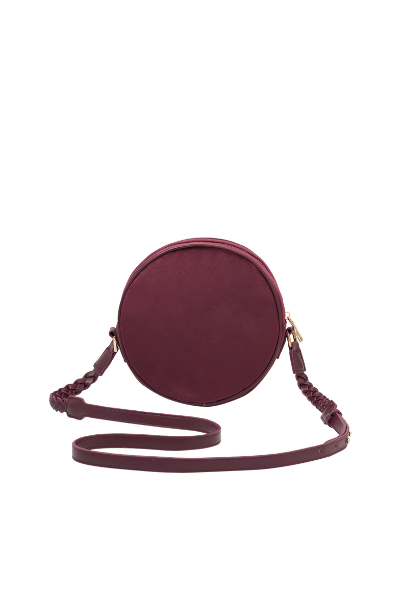 Fable England Magical Mushroom Embroidered Burgundy Velvet Circle Bag, Alternate, color, Red