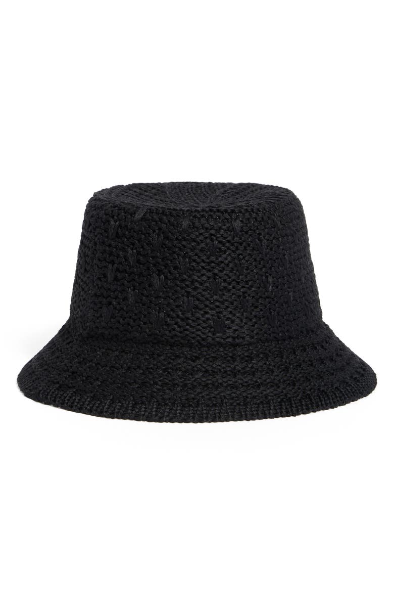 Steve Madden Open Breeze Straw Bucket Hat, Alternate, color, Black